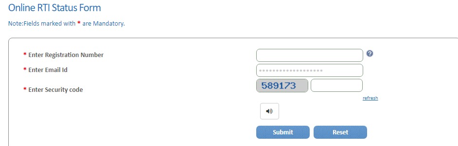 RTI application status help