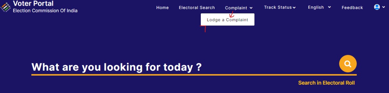 Guidance to lodge complaint on Voter Portal, ECI