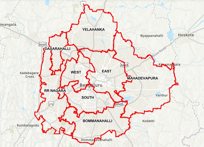 बीबीएमपी का नक्शा (बैंगलोर नगर निगम)