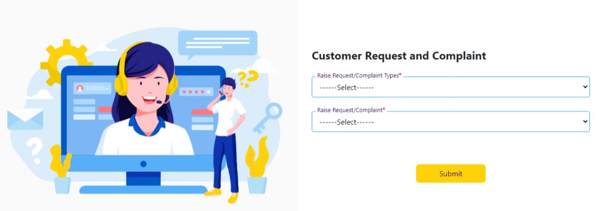 Online customer request and complaint form of SBI - guidance